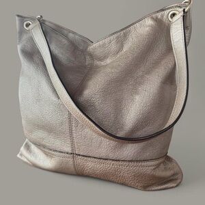 Banana Republic Metallic Silver Leather Shoulder Bag